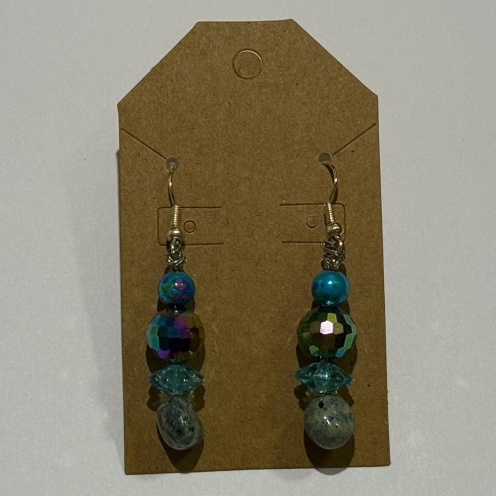 New Blues handmade beaded dangle‎ earrings pierced ears